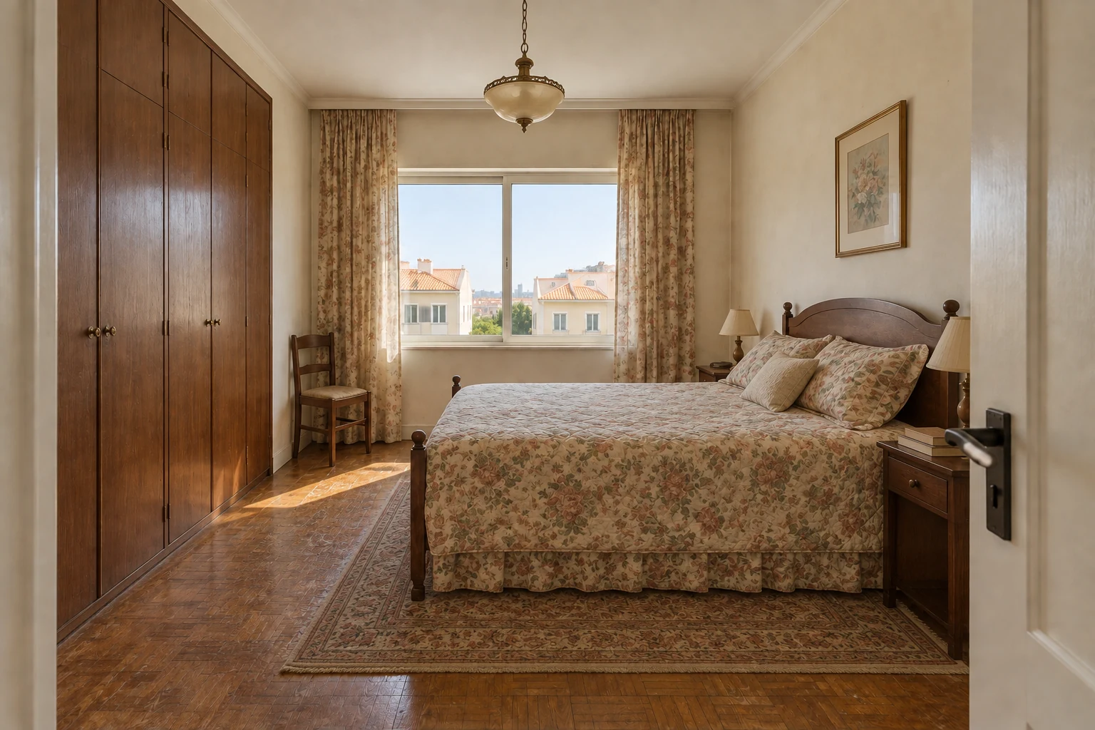 Simulação de quarto antes da remodelação